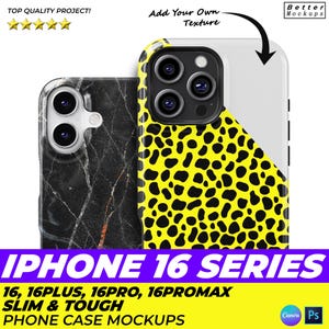 iPhone 16 Series Phone Case Mockups - iPhone 16 Pro Tough Snap Case Mockup, iPhone 16 Case Mockup, Tough Case Vorlage, Canva Case Mockups