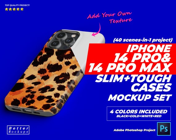 iPhone 14 Pro Max Case Mockup – Slim & Tough (Photoshop/Affinity Photo)
