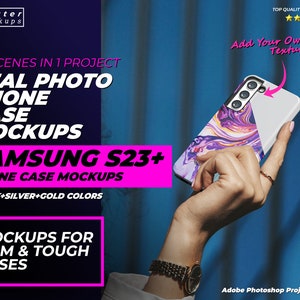 Real Photo Phone Case Mockups for Samsung S23 - Snap Slim Tough Phone Case Mockups for Samsung S23 - Phone Case Mockup for Affinity Photo