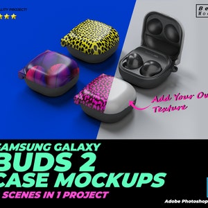 Samsung Galaxy Buds Mockup Pakket 8 in 1, Sublimatie Case Mockup voor Galaxy Buds, Buds Case Template voor Photoshop en Affinity Photo