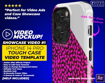 Video Mockup v1 for iPhone 14 Pro Tough Snap Case Showcase - Phone Case Video Template For iPhone 14, Tough Case Mockups, Slim Case Mockup