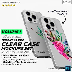iPhone 15 Pro Klare TPU Hülle Mockup, iPhone Transparent Case Mockup, iPhone 15 Pro Hülle Mockup, iPhone Hülle Mockup, Phone Case Vorlage