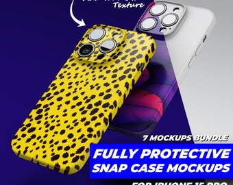 Fully Protective Phone Case Mockup for iPhone 15 Pro - Snap Slim Case Mockups, iphone case mockup, mockup bundl, Phone Case Canva Template