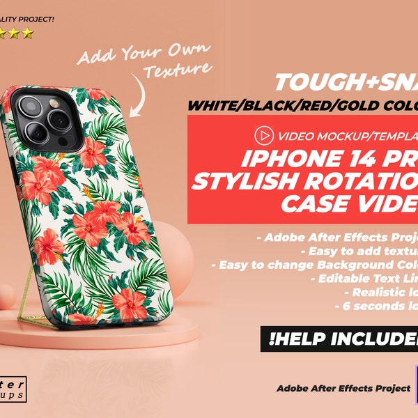 iPhone 14 Pro Tough Snap Case Video Mockup - Phone Case Mockups For iPhone 14, Tough Cases Mockups, iPhone Slim Case Mockup iPhone 14 Pro