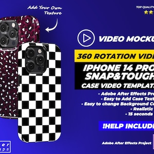 360 Rotation Video Mockup for iPhone 14 Pro Tough Snap Case - Video Template for iPhone 14 Pro Max Case, iPhone Tough Slim Case Mockup Video
