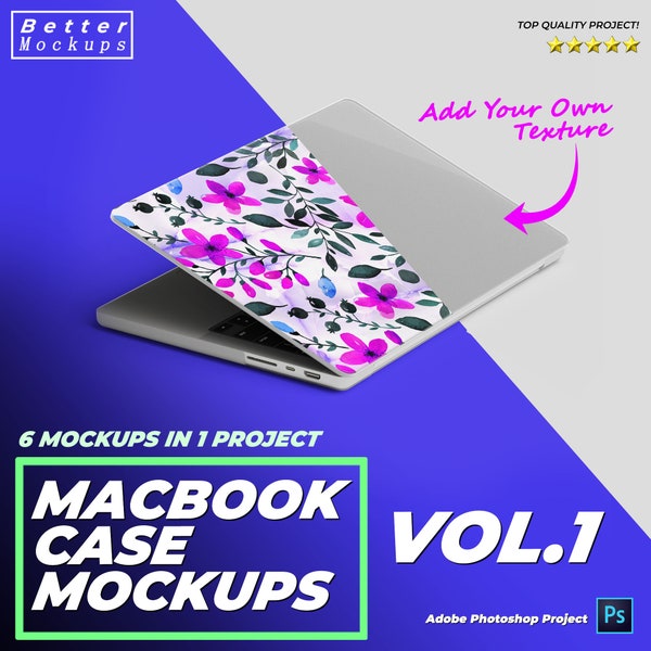 Macbook Case Mockup - Podbase Laptop Skin Case Mockup - Sublimation Macbook Laptop Cover Case Mockup - Macbook Air Skin Case