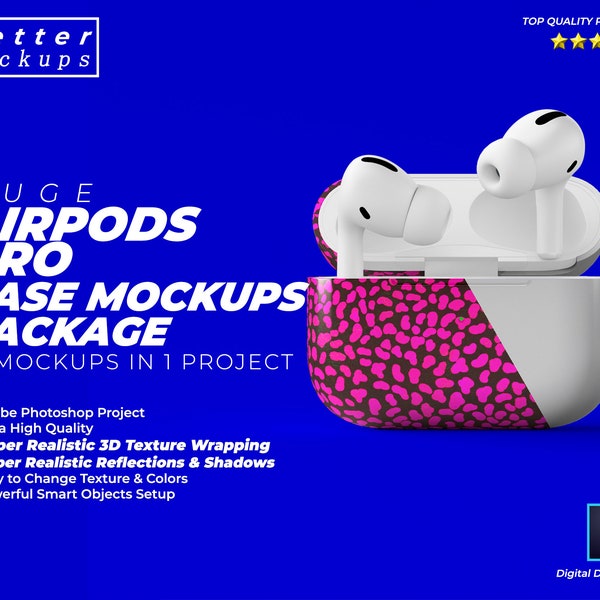 Airpods Pro Case Mockup Package 12 in 1, Dye sublimation Airpods Pro Case Template, Airpods Pro Case  Mockup, Photoshop Project, Sublimation