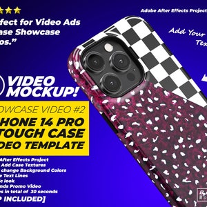 Video Mockup v2 für iPhone 14 Pro Tough Snap Case Showcase - Handyhülle Video Vorlage für iPhone 14 Pro, Tough Case Mockups, Slim Case Mockup