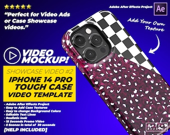 Video Mockup v2 for iPhone 14 Pro Tough Snap Case Showcase - Phone Case Video Template For iPhone 14, Tough Case Mockups, Slim Case Mockup