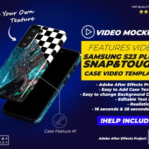 Samsung S23 Plus Tough Snap Case Features Video Mockup - Vorlage für Samsung-Tough Snap Cases, Tough Cases Mockups, Slim Case Mockup