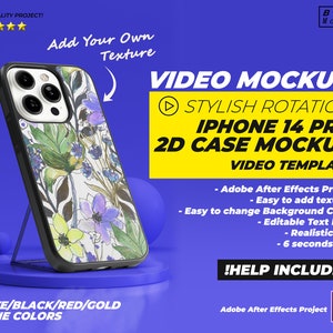 iPhone 14 Pro 2D Hülle Video Mockup, Sublimation iPhone 14 Hülle MockUp 2D Hülle Mockup 2D Hülle Mockup 2D Hülle Mockup, Telefonhülle 2D Vorlage