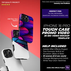 Riesige iPhone 16 Pro Tough Phone Case Werbe Video Mockup Vorlage - Handyhülle Mockups für iPhone 16, Tough Cases Video Mockup