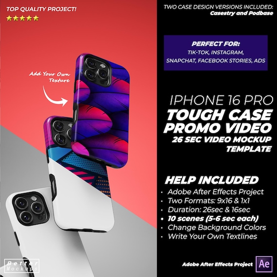 iPhone 16 Pro Tough Case Video Mockup Template (Adobe After Effects)