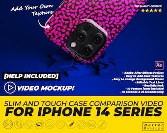 iPhone 14 Pro Slim and Tough case comparison Video Mockup Template - Phone Case Mockups For iPhone 14, Tough Cases Mockups, Slim Case Mockup