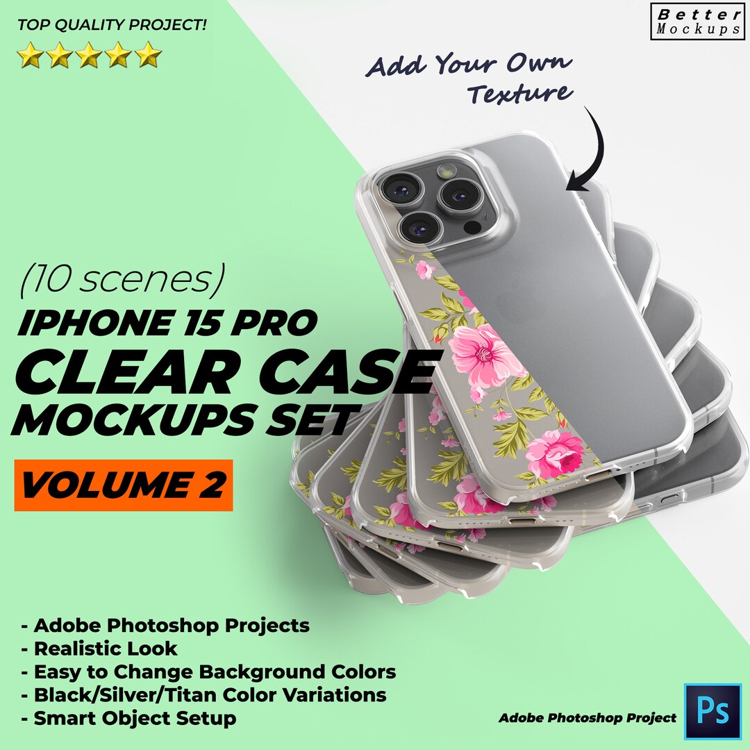 IPhone 15 Pro TPU Clear Case Mockup Vol2, Transparent iPhone Case