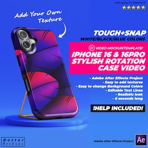 iPhone 16 Pro Tough Snap Case Video Mockup - Hülle Mockups für iPhone 16, Tough Cases Mockups, iPhone Slim Case Mockup iPhone 14 Pro