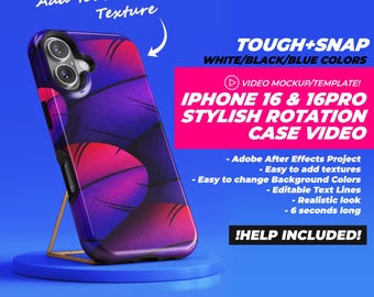 iPhone 16 Pro Tough Snap Case Video Mockup - Phone Case Mockups For iPhone 16, Tough Cases Mockups, iPhone Slim Case Mockup iPhone 14 Pro