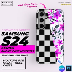Samsung S24 Series Tough & Snap Slim Cases Mockups, S24 Phone Case Mockup, Canva Mockup Bundle, Snap Case template Sublimation, Mockup Bundl