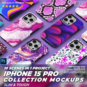 iPhone 15 Pro Snap Tough Case Kollektion Mockups - iPhone 15 Pro Slim Mockup, iPhone Tough Case Mockup, Snap Case Vorlage, Affinity Project