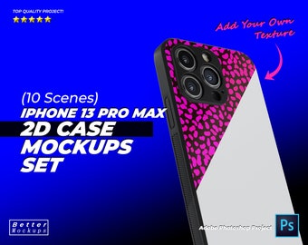 iPhone 13 Pro Max 2D Case Mockup, Sublimation Template (PSD)
