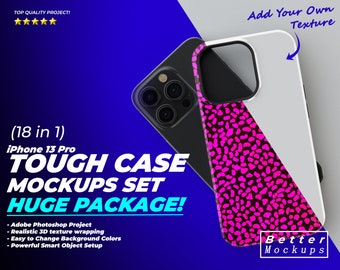 iPhone 13 Pro Tough Case Mockup, iPhone Case Mockup, iPhone 13 Case Mockup, iPhone 13 Pro Max Case Mockup, Phone Case template,  Sublimation