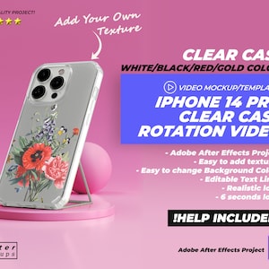 iPhone 14 Pro Klare TPU Hülle Video Mockup - Transparente Hülle Mockups Für iPhone 14, Glass Cases Mockups, iPhone Hülle Mockup iPhone 14 Pro