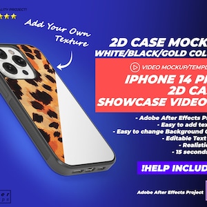 iPhone 14 Pro 2D Case Video Mockup, Sublimation iPhone 14 Case Mock Up 2D Case Mockup 2D Case Mockup 2D Case Mockup, Phone Case 2D template image 1