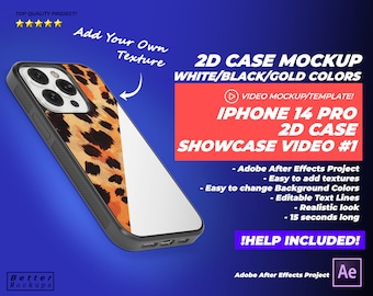 iPhone 14 Pro 2D Case Video Mockup, Sublimation iPhone 14 Case Mock Up 2D Case Mockup 2D Case Mockup 2D Case Mockup, Phone Case 2D template