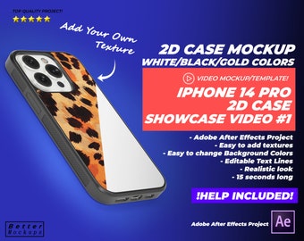 iPhone 14 Pro 2D Case Video Mockup, Sublimation Template (After Effects)