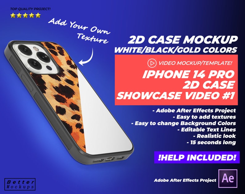 iPhone 14 Pro 2D Case Video Mockup, Sublimation iPhone 14 Case Mock Up 2D Case Mockup 2D Case Mockup 2D Case Mockup, Phone Case 2D template image 1