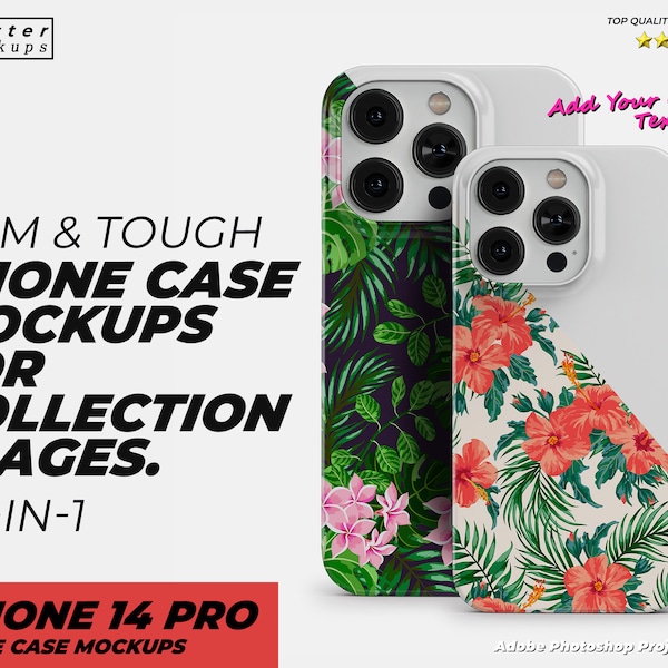 Phone Case Mockups for making Collection Images - iPhone 15 Case Mockup, iPhone 15 Slim Case Mockup, Tough Case template, Affinity Project