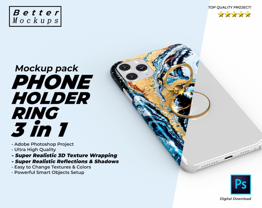 Phone Ring Holder Mockup: Sublimation Design Template (photoshop) - Etsy