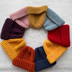 Wool Bright Beanie, Bulky Hat, Holiday Gift, Unisex Beanie, Slouchy Beanie, Cozy Winter Accessories, Women & Man Hat, Chunky Ribbed Hat