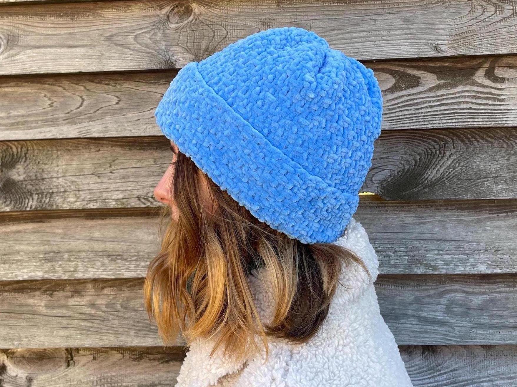 Soft Blue Velvet Beanie with Lining Funky Junque Velvet-Lined Knit Beanie – Cuffed Winter Hat  main image 4