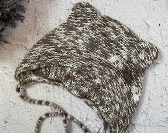 Knitted adult bonnet, Hat with bear ears, Hood with ears, Animal beanie hat, Bear Hat, Gift for Hollyday