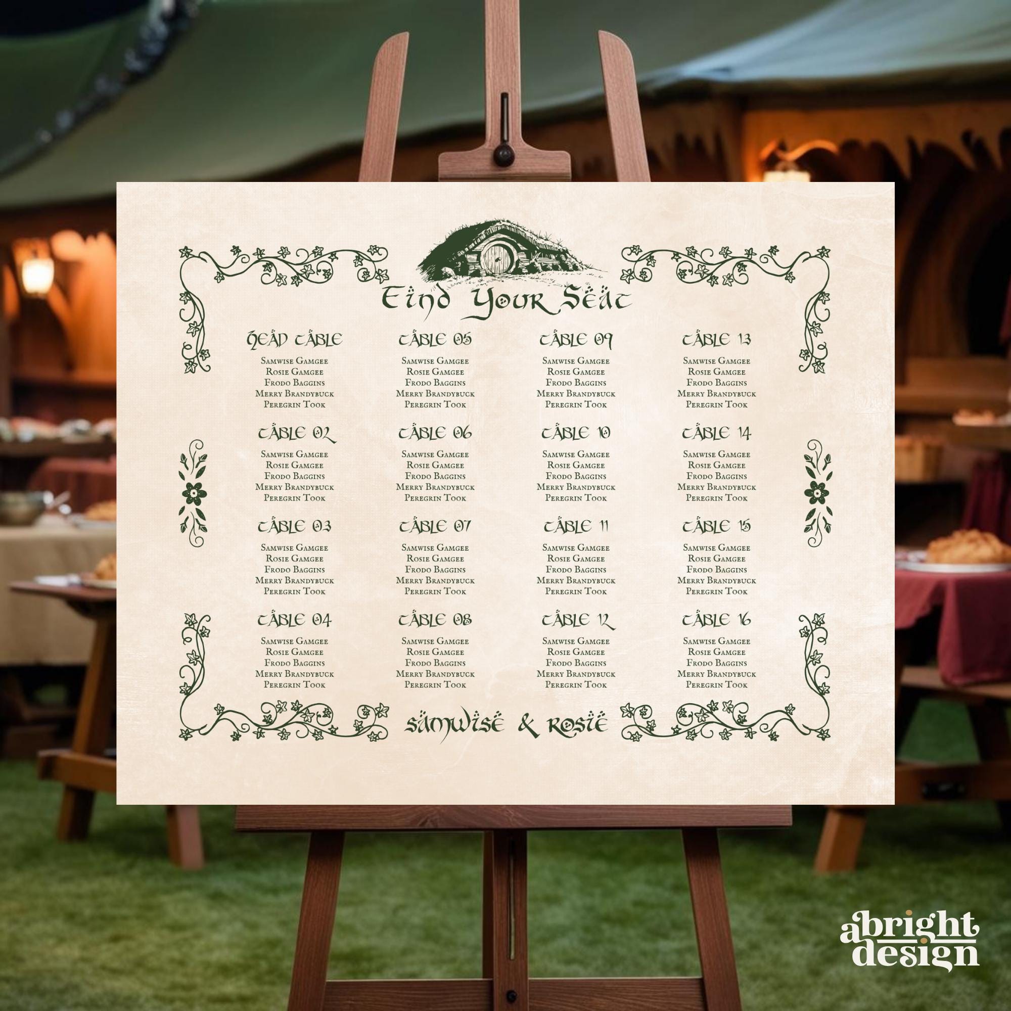 Hobbit Party Table Seating Chart and Table Card Template Suite: Tolkien ...