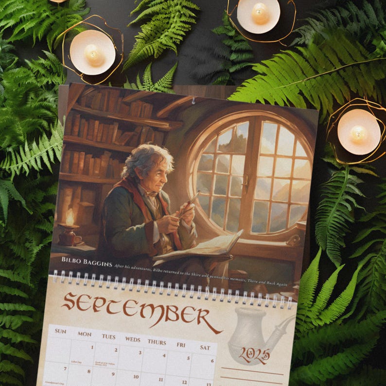 Calendrier 2025 sur la Terre du Milieu, calendrier inspiré de Tolkien