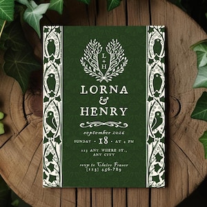 Woodland Wedding Invitation Template: Celtic Forest Design (Canva Editable, Printable Download)
