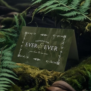 Elfenbruiloft kaartsjabloon, Tolkien-geïnspireerd, Rings of Power, LOTR, fantasiethema bruiloft, Keltische natuur bruiloft, 5 x 7, 4 x 6, bewerken in canva