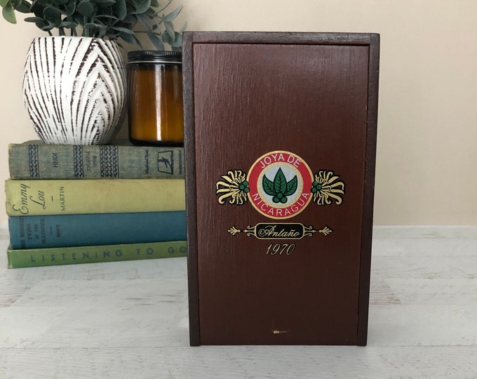 Sliding Lid Cigar Box Wood Cigar Box Vintage Advertisement Vintage 1970 Mahogany Cigar Box Vintage Cigar Box Cigar Collector