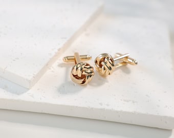 Gloden Twist Knot Manschettenknopf, coole Geschenke für Männer, Hochzeit Versilbert / Gold / Schwarz Manschettenknopf, Trauzeugen Vorschlag, Jahrestagsgeschenk