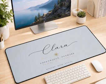 Personalized Travel Desk Mat, Custom City Coordinates Mousepad, Location Memory Gift, Name Quote Desk Pad, Unique Office Gift