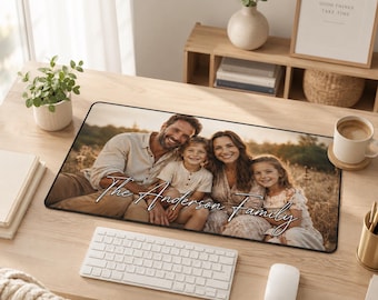 Custom Photo Desk Mat, Personalized Family Mouse Pad with Text, Large Desk Pad, Custom Family Gift, Office Desk Mat, Coworker Gift