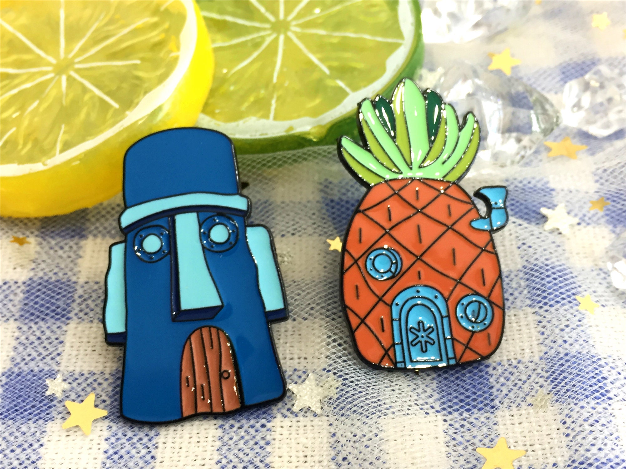 SpongeBob SquarePants enamel pin pins set hard enamel pin cute | Etsy