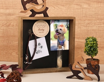 Pet Memorial Frame,Paw Prints Keepsake,Dog Memorial Gift,Cat Memorial Gift,Pet Keepsake with Collar Holder,Sympathy Remembrance Gift