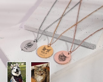 Custom Pet Photo Necklace, Personalized Pet Jewelry for Dog Mom, Gifts for Pet Lovers,  Pet Loss Gifts, Birthday Gift, Pet Portrait Necklace