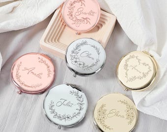 Pocket Mirror,Compact Mirror Personalized,Custom Name Engraved Mirror,Bridesmaids Mirror,Custom Name Gift For Women,Valentine's Day Gift