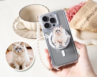 Magsafe Phone Grip,Phone Grip,Custom Pet Face Phone Grip with Big Face,Handmade Phone Grip,Phone Accessories for Pet Lover,Christmas Gift