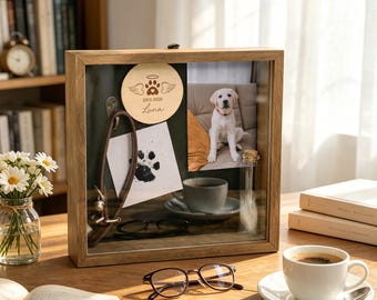 Dog Memorial Shadow Box,Pet Keepsake with Collar Holder,Memorial Shadow Box Frame,Pet Memorial Gift,Pet Loss Gift,Sympathy Remembrance Gift