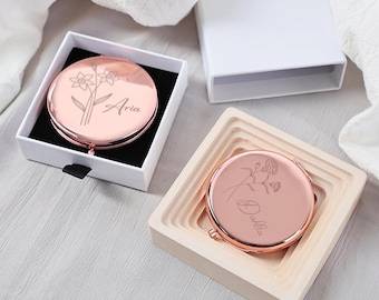 Compact Mirror,Custom Pocket Mirror,Name Engraved Mirror,Personalized Mirror,Bridesmaid Proposal,Bachelorette Party Favors,Valentine's Day